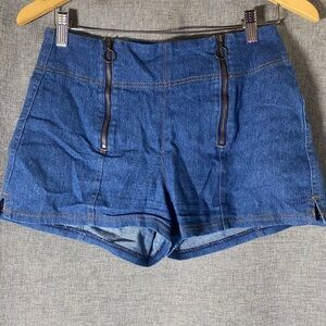 Unique Vintage Blue Jean Shorts with Zipper Details